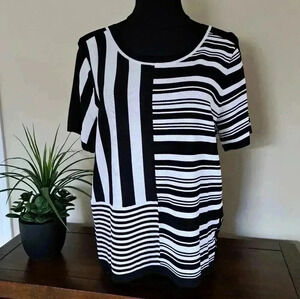 Michael Kors  Short Sleeve Top Black and White Women's Size Medium
